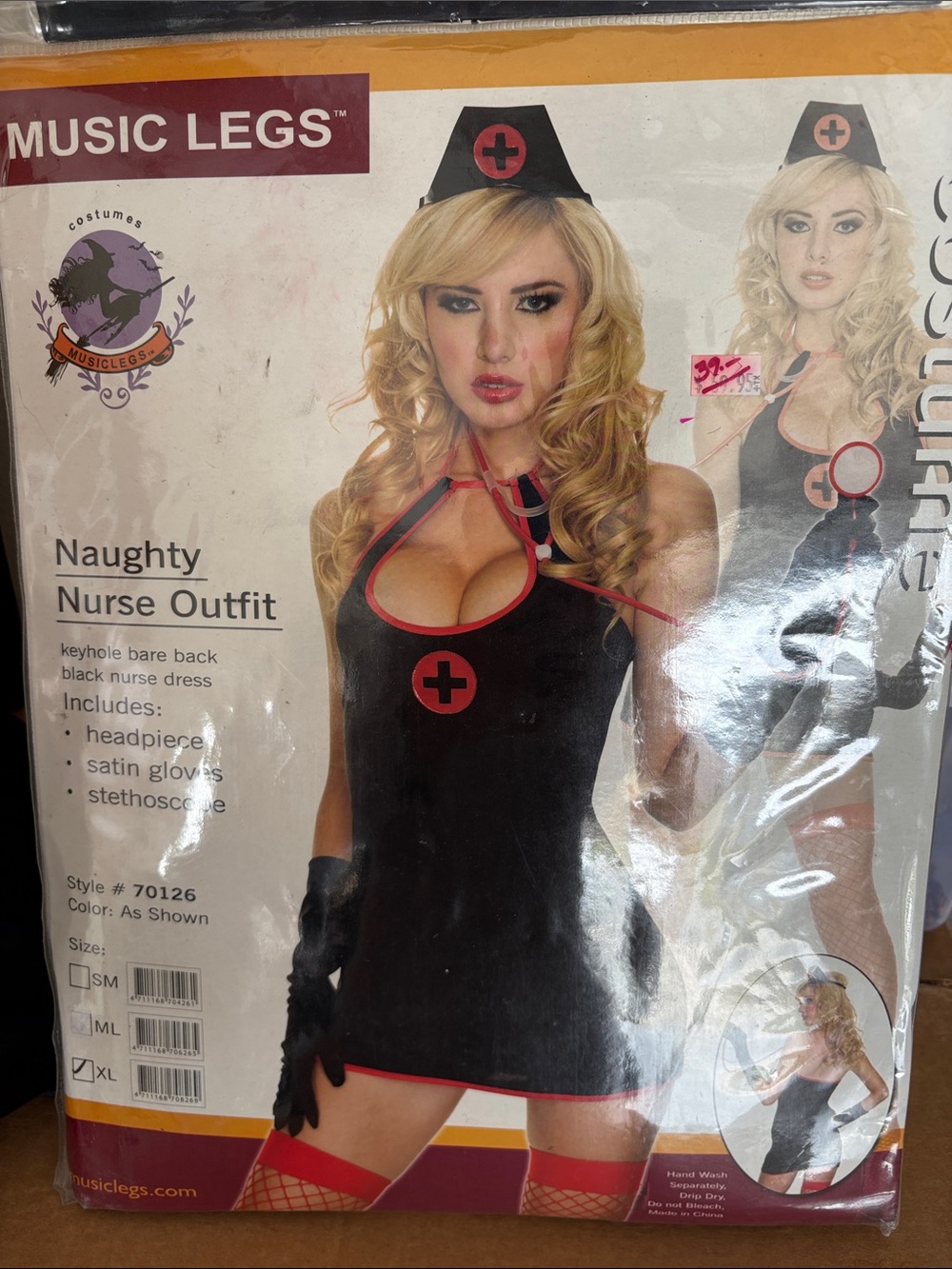 Music Legs Black Nurse Outfit with Red Trim